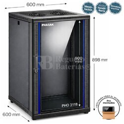 Armario Rack 18U 600x600 mm | Mural Phasak Pro PHO 3118